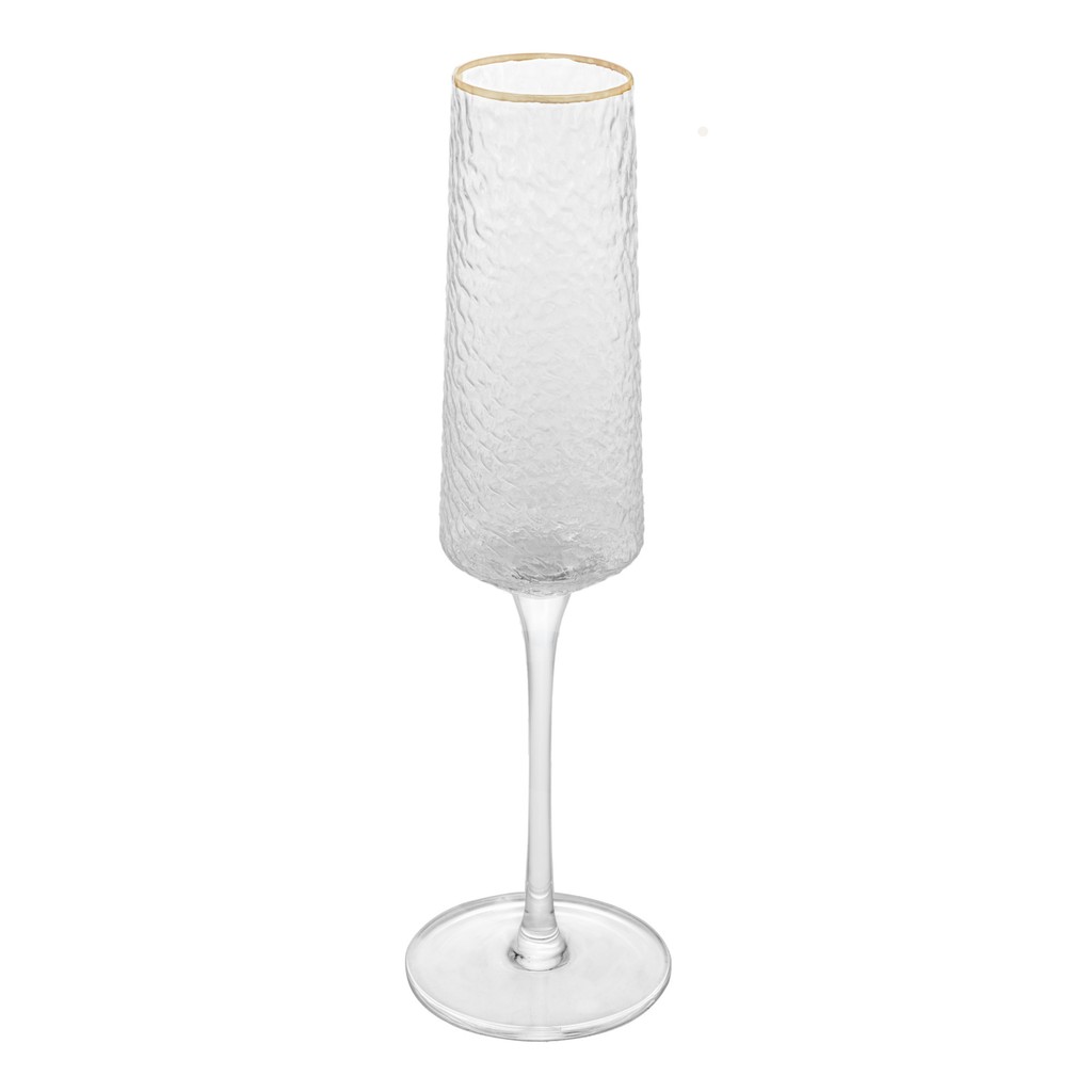 Taça De Champanhe Cristal Com Fio de Ouro 300ml - Lyor