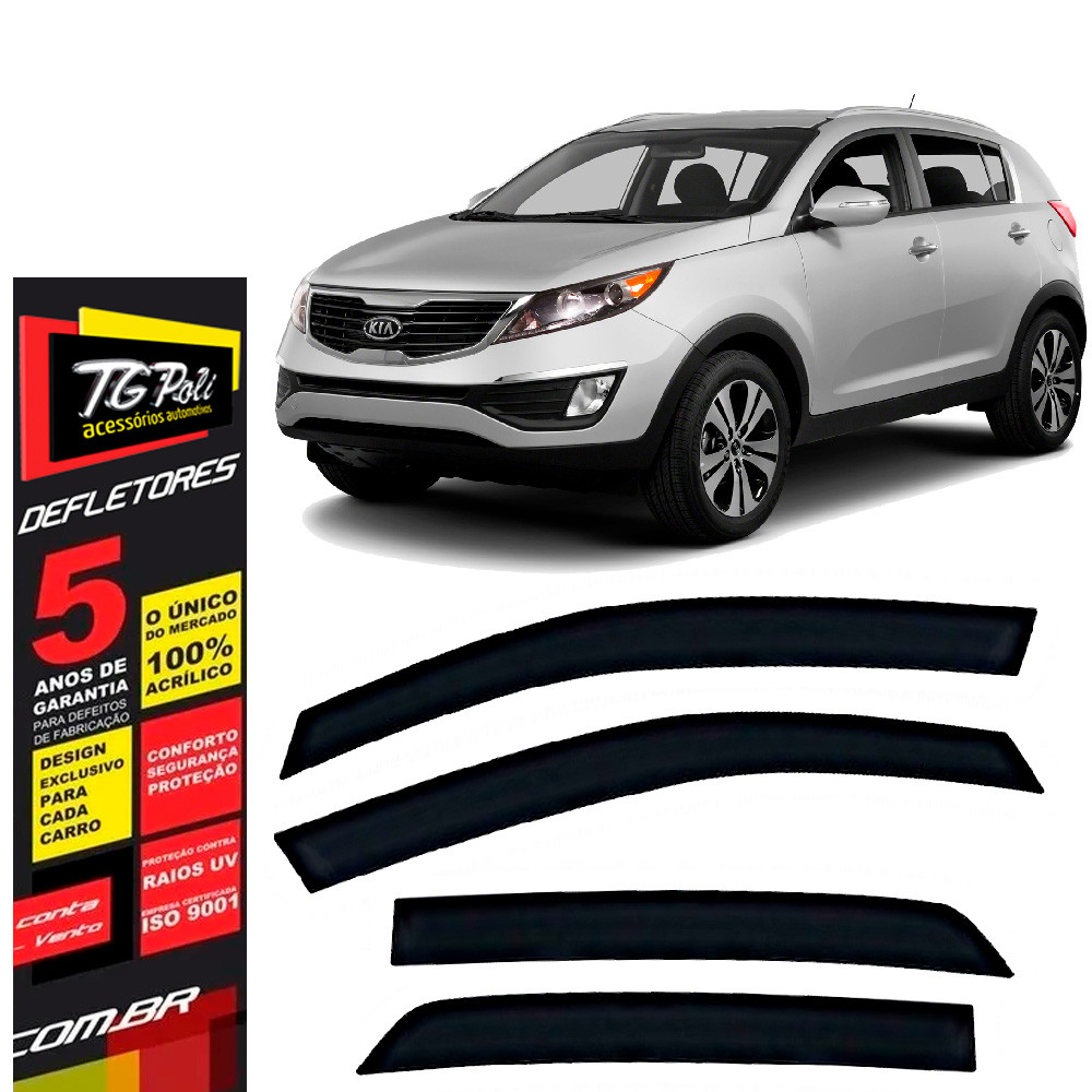 Calha de Chuva Kia Sportage 2011 a 2015 4 portas TG Poli Defletor Portas Protetor Janelas Fumê em Oferta na Shopee