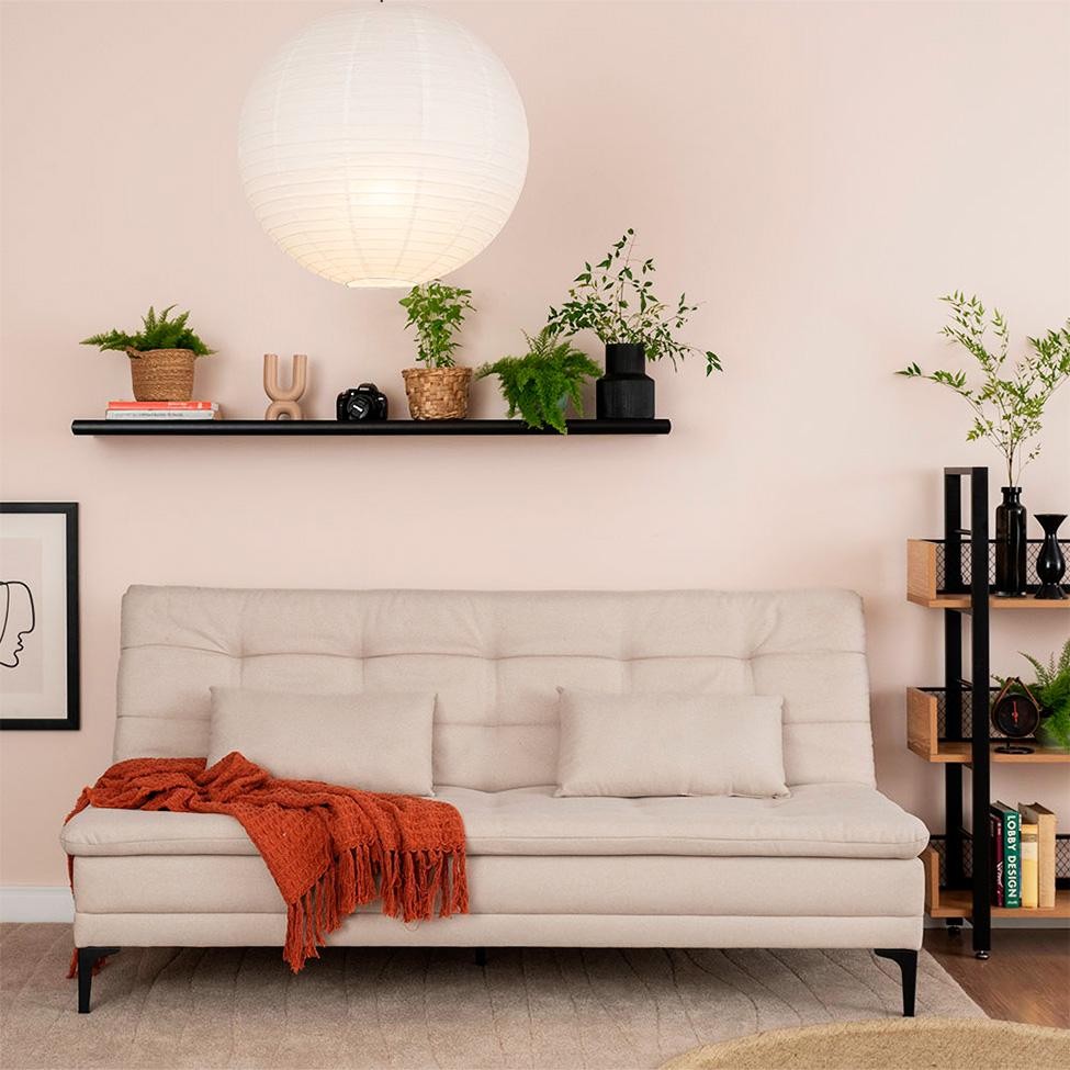 Sofá-Cama Casal 3 Lugares Prince Linho Bege em Oferta na Shopee