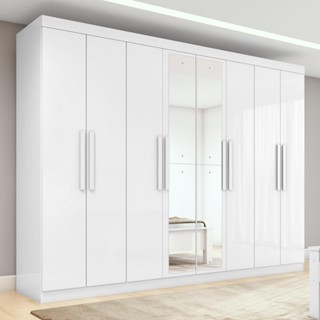 Guarda-roupa Casal Easy Slim 8 Portas Com Espelho Branco em Oferta na Shopee