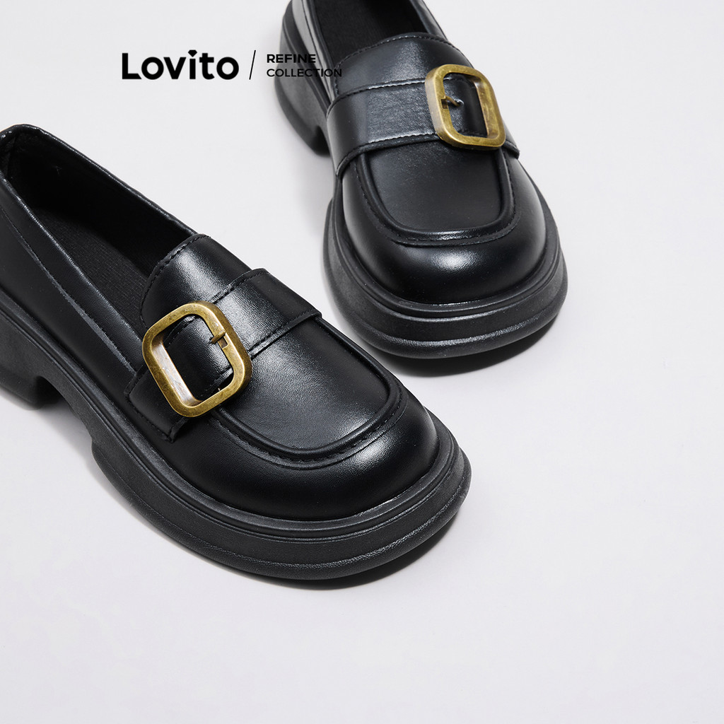 (Trendy) Mocassins casuais de metal liso para mulheres LFA43408