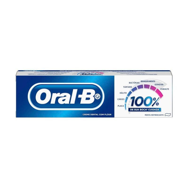 Creme Dental Oral-B 100% Menta Refrescante 175g em Oferta na Shopee