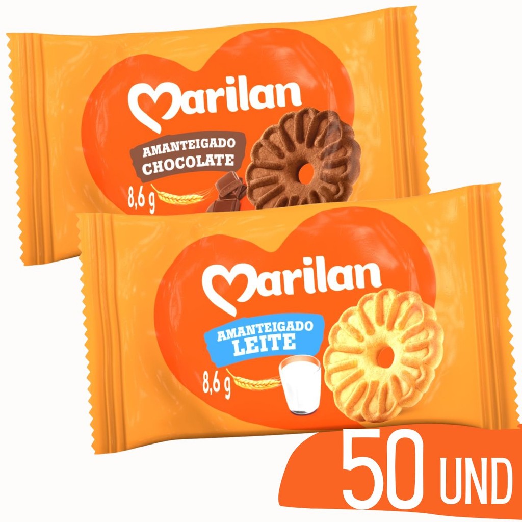 Biscoito em Sache Chocolate e Leite Marilan Bolacha - 50 Und