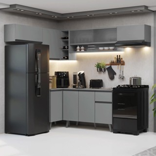 Armário de Cozinha Completa de Canto 405cm Cinza Nice Madesa 05 em Oferta na Shopee