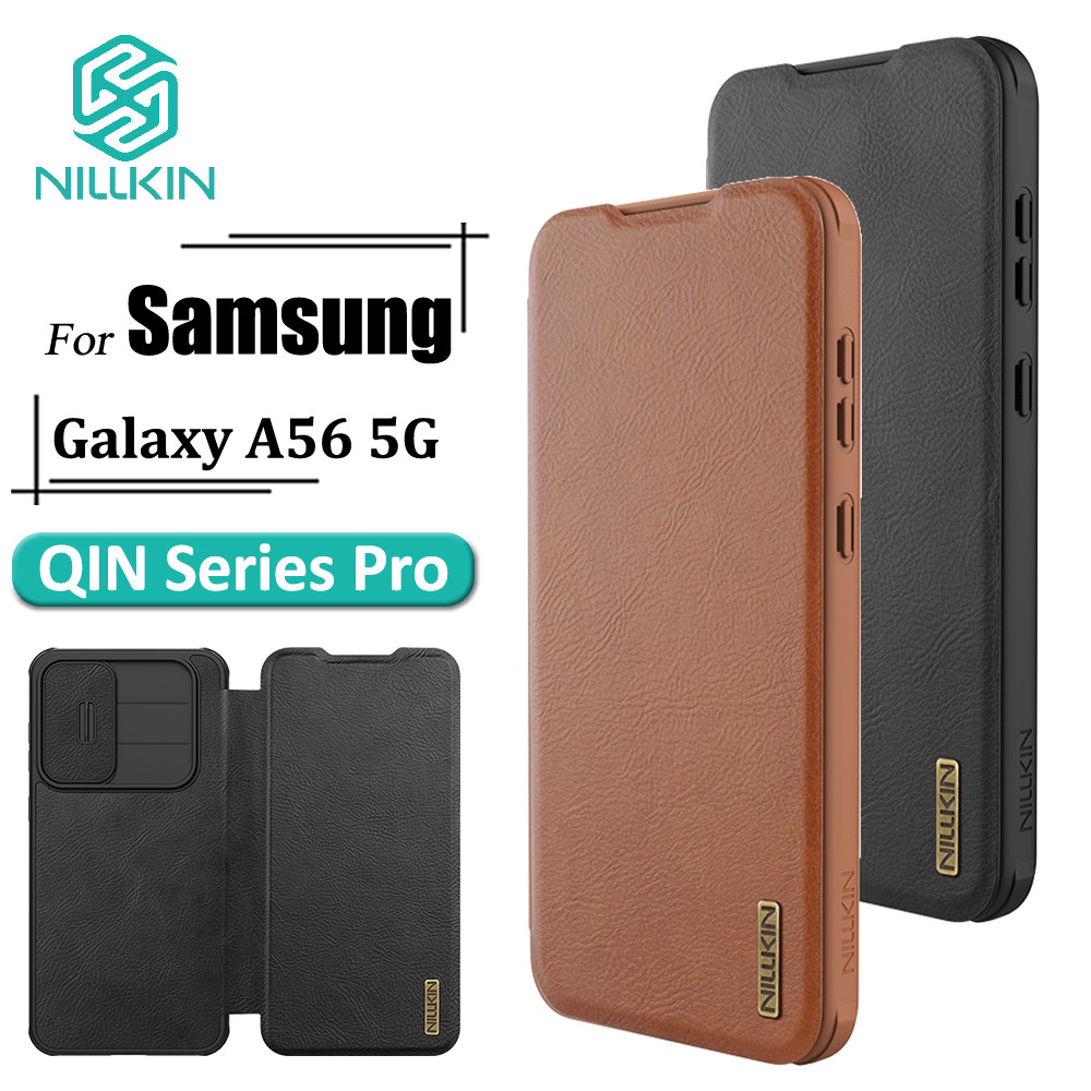 Nillkin Luxo Flip QIN Pro Couro Para Samsung Galaxy A56 5G Caso À Prova De Choque Câmera Slider Proteção Capa Com Titula em Oferta na Shopee
