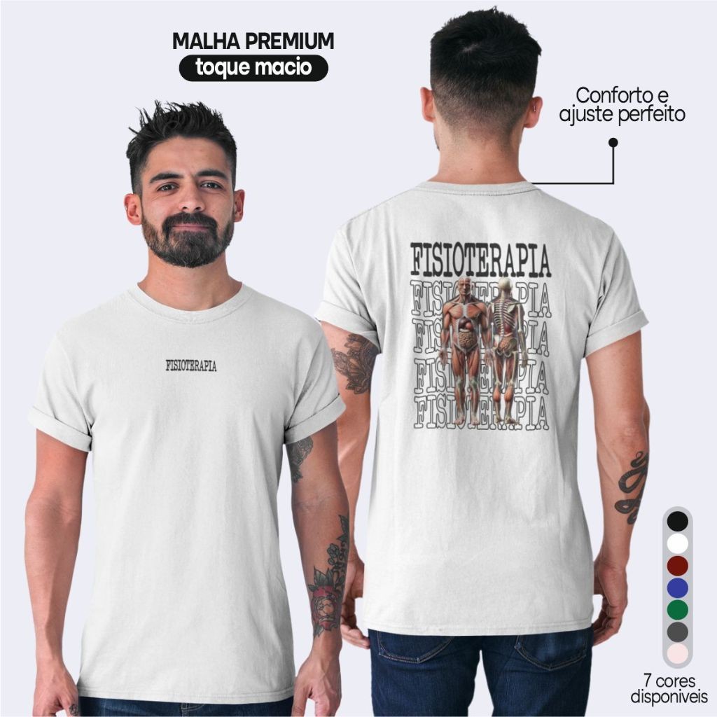 Camiseta Fisioterapia Camisa Curso Fisioterapia 100% Algodão Pronta Entrega Varias Cores em Oferta na Shopee
