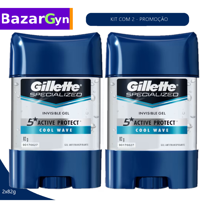 Kit 2 Desodorante Antitranspirante Gillette 82g Specialized Antibacterial Gel
