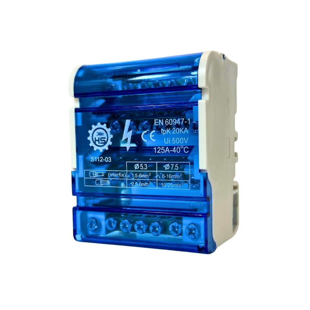 Bloco de Distribuição Modular com 4 Barramentos X 7 Ligações - 125A - Fixação Trilho Din - S112-03 em Oferta na Shopee
