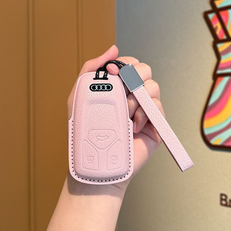 Capa de chave simples rosa para carro Audi para mulheres dedicada a A4l A6 A3l Q3 A5 Q2l A8 Q8 Q4etron Capa de chave int