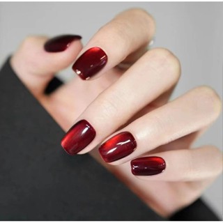 unha postiça decorada realista Olho De Gato unha Falsas Curtas Com Cola Natural Média unha amendoada em Oferta na Shopee