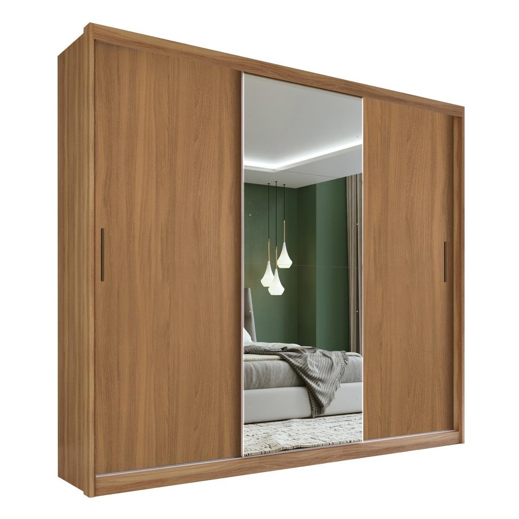 Guarda Roupa Dalila Quarto com 3 Portas e 4 Gavetas Espelho em Oferta na Shopee