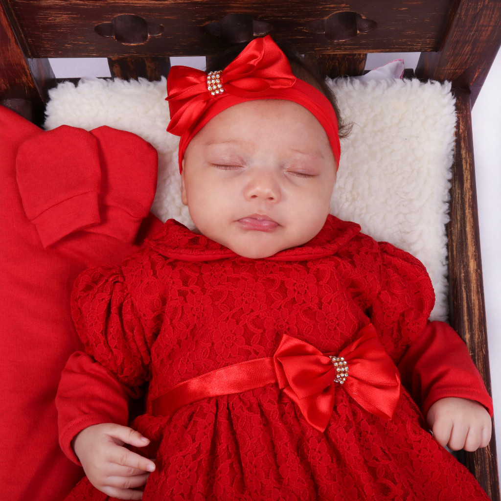 kit saída maternidade baby menina aconchego vermelho em Oferta na Shopee