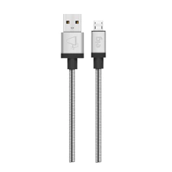 Cabo Micro USB, Sincronização e Recarga 12W 2.4A, Aço Inox, 1 metro, Silver, INX510SL, ELG