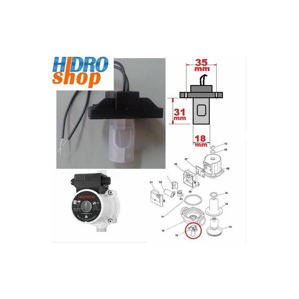 Fluxostato Chave de Fluxo pressurizador komeco TP 40 G3 G4 0100030143