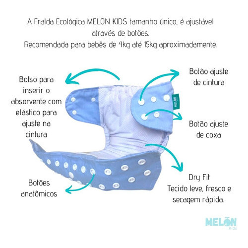 Várias Estampas - Fralda Ecológica Reutilizável Lavável Ajustável De Pano Tamanho Único De Bolso — imagem 2 de 2