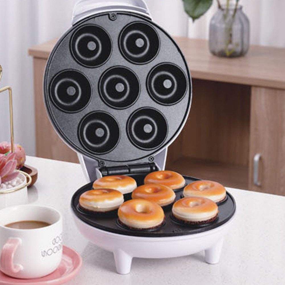 Máquina De Donuts Elétrica Fazer Rosquinhas Portátil Assadeira Compacta Antiaderente Doce Confeitaria Café Da Manhã Infantil