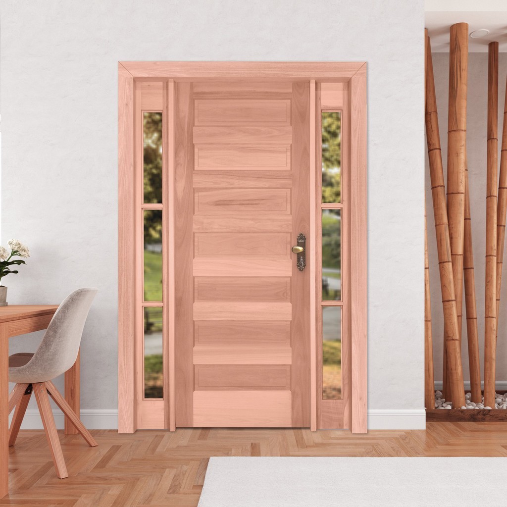 Kit Porta de Madeira 2 Vitrôs Direita 213cmx136cmx12cm PE28 Esel Direita - Home & Living