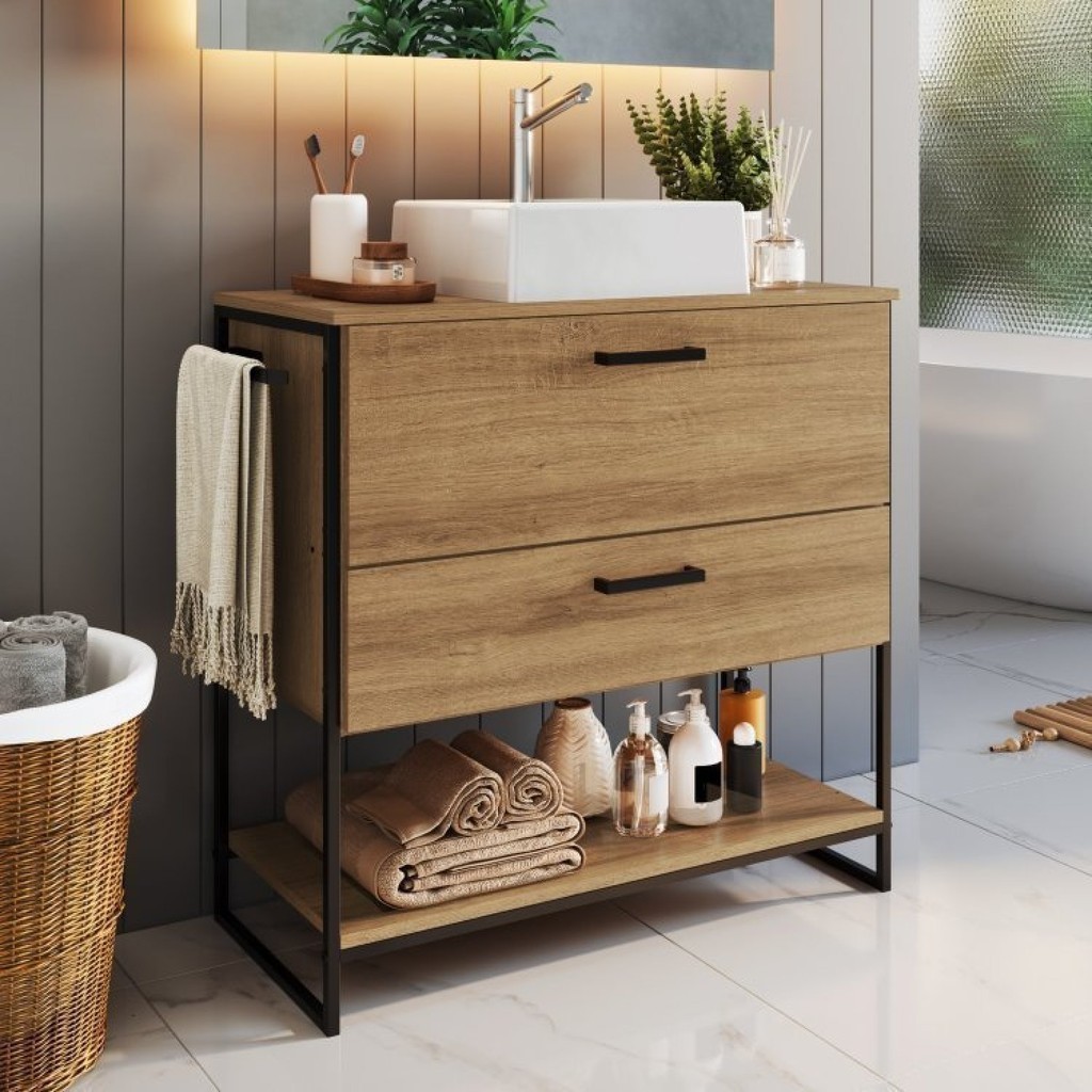 Gabinete Para Banheiro 80cm P1028 Mel C/Cuba Ametista Branca em Oferta na Shopee