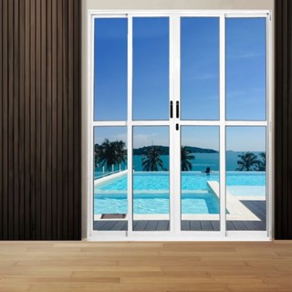 Porta Sacada de Alumínio 4 Folhas 210 X 180cm com Fechadura Linha 25 Branco em Oferta na Shopee