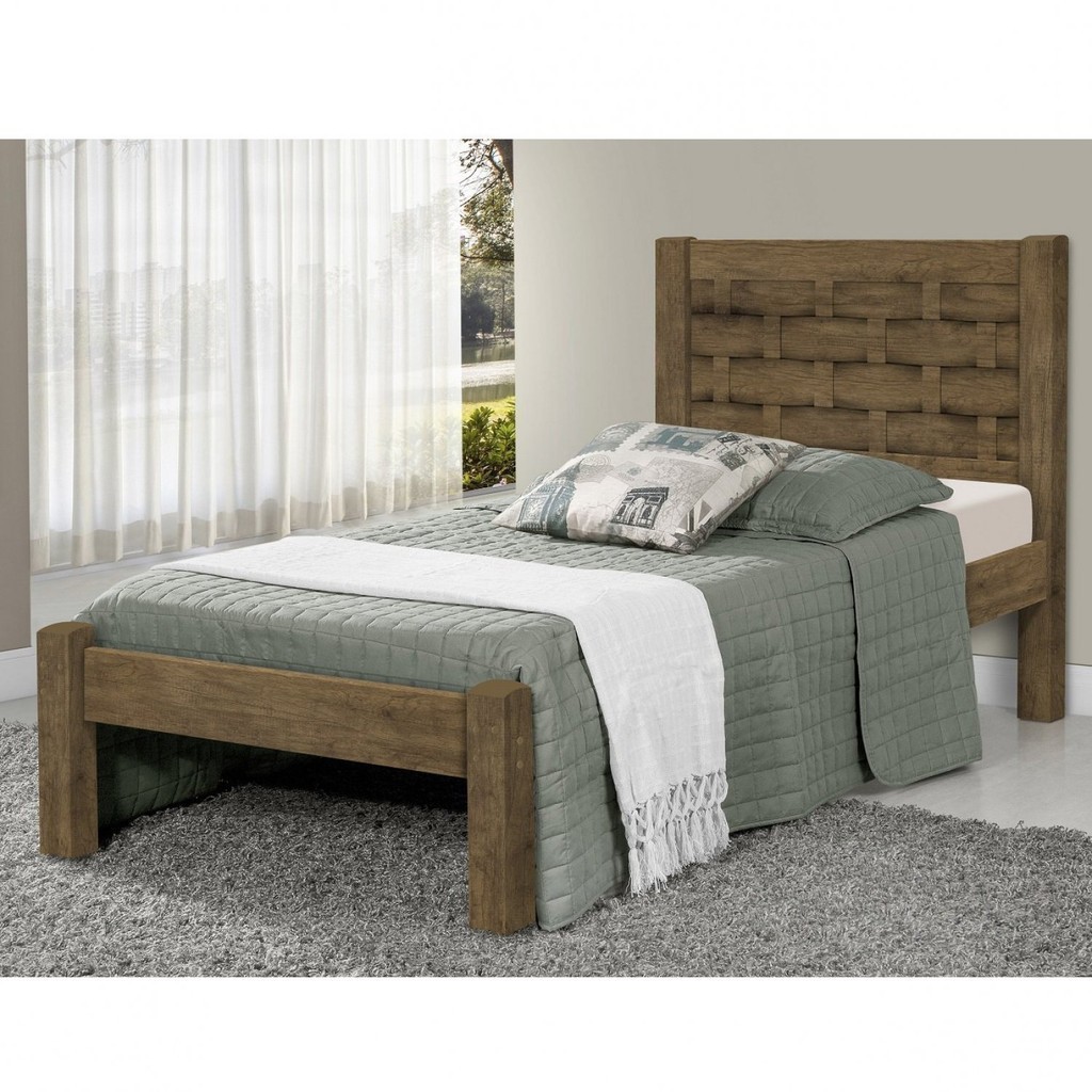 Cama Solteiro Laila  Jequitiba/Off White em Oferta na Shopee