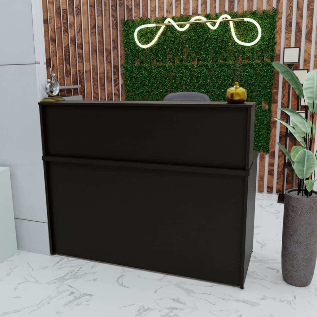 Balcão Atendimento Recepção Consultório 120x60cm Preto - Home & Living