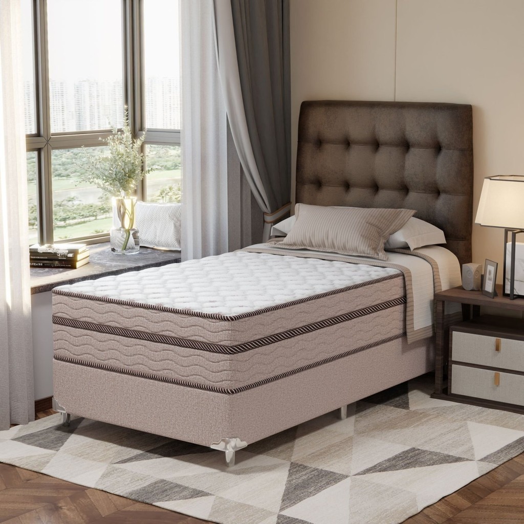 Cama Box Solteirão 108x198x63cm Molas Ensacadas Sonhare Montreal Solteirão em Oferta na Shopee