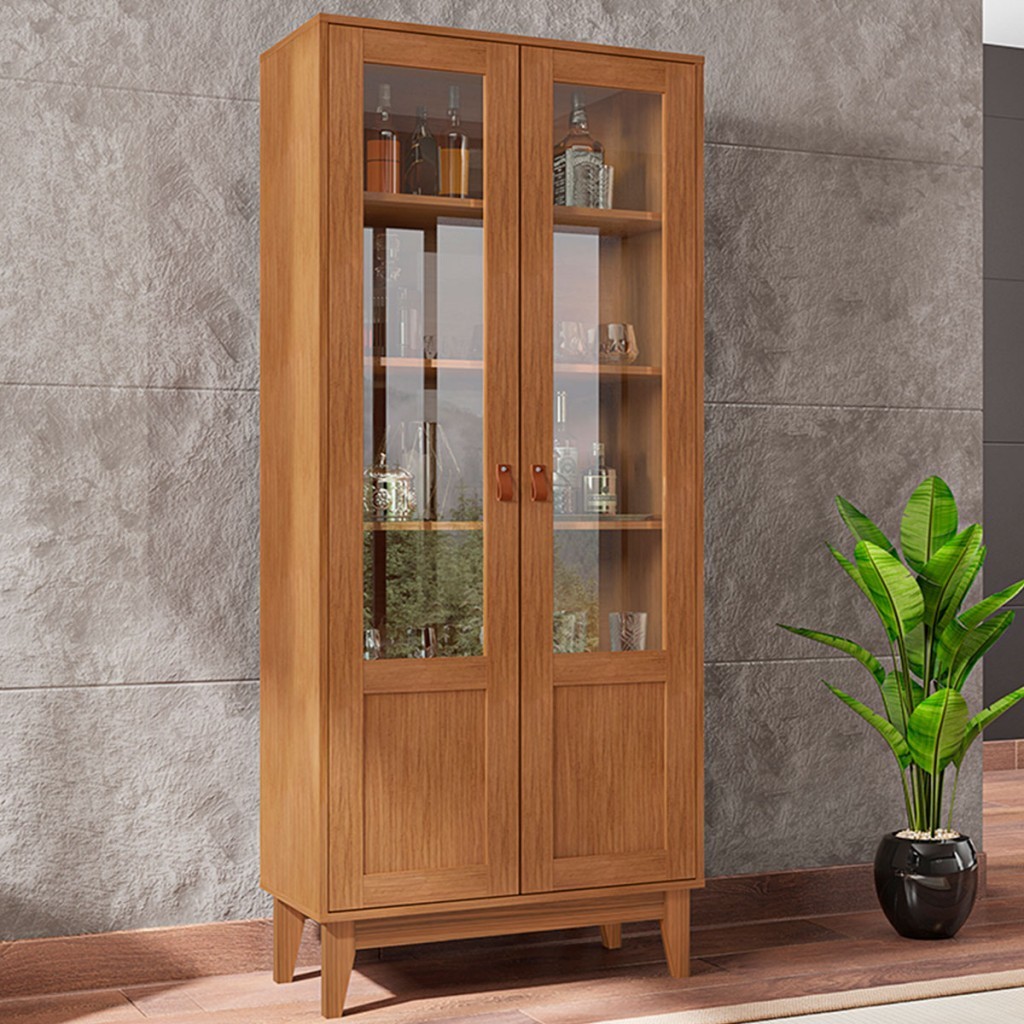 Cristaleira Lyra 2 Portas 3 Prateleiras Cedro - Casa D - Home & Living