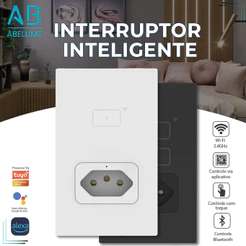 Interruptor Inteligente de Toque Wifi Com Tomada Sem Fio Controle por Aplicativo Alexa, Tuya Google