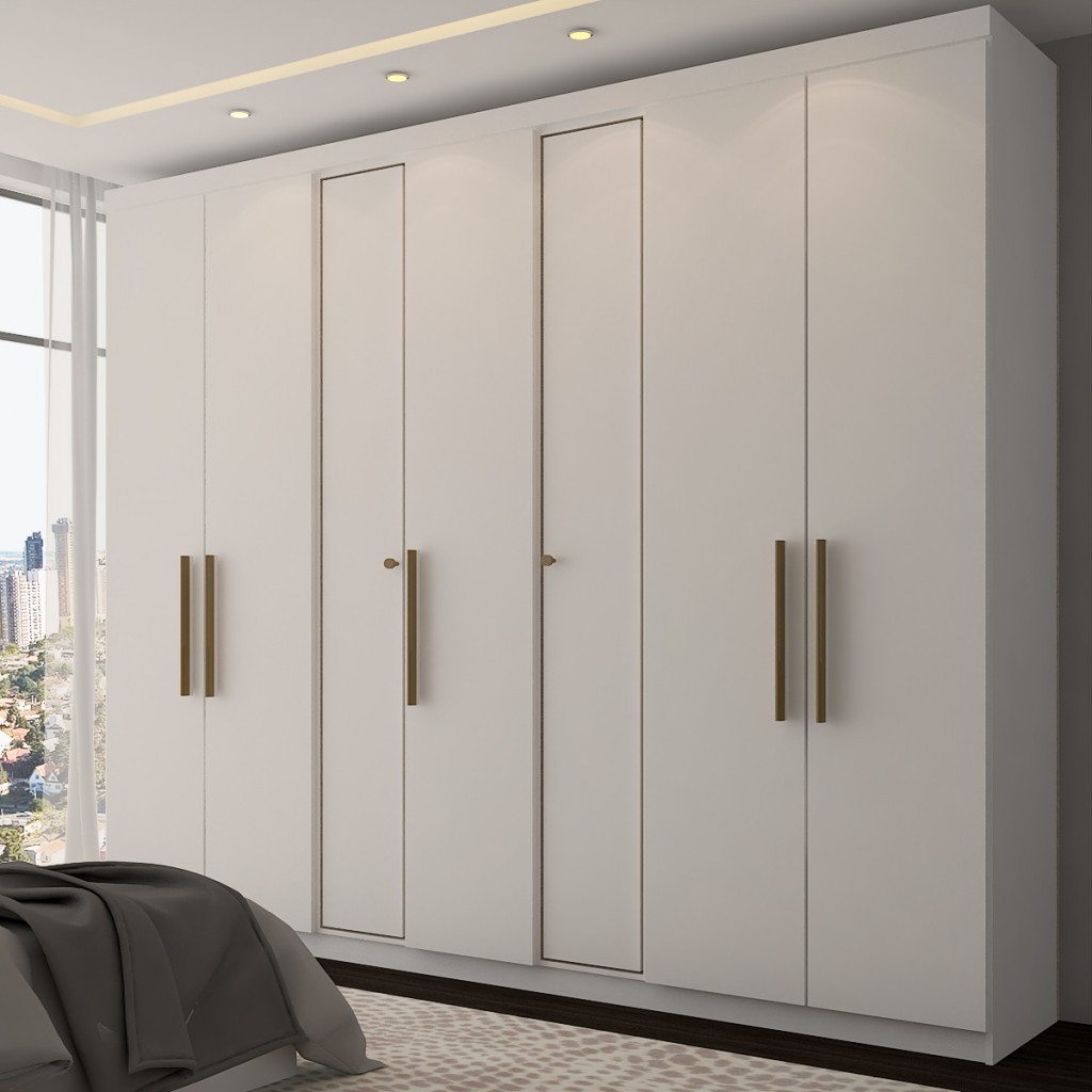 Guarda-Roupa Casal Brooklyn 7 Portas 2 Gavetas Branco - Panorama Móveis - Home & Living
