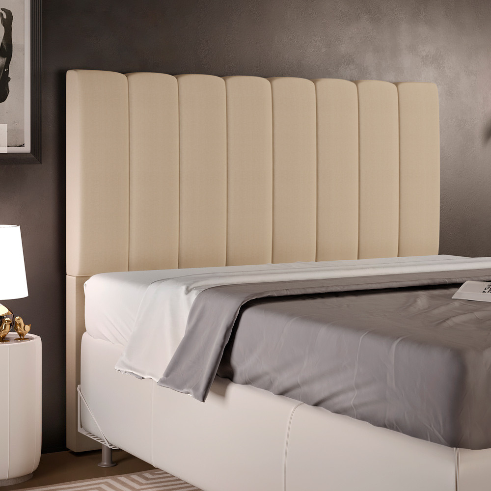 Cabeceira Cama Box Casal 140 cm Dália W01 Suede Bege - Lyam Decor em Oferta na Shopee