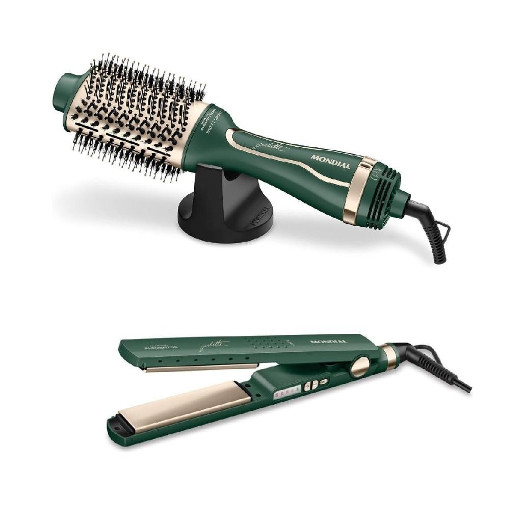 Kit Mondial 2 em 1 Prancha P-JU-02 e Escova Secadora de cabelo ES-JU-02 Bivolt