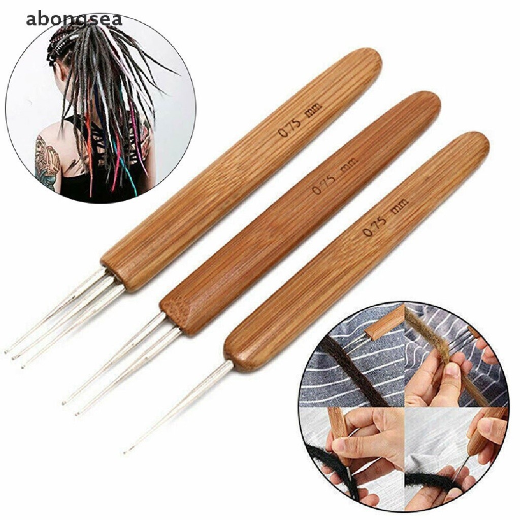 Agulha de Crochê Dread mega-hair Extensões De Cabelo Ferramenta De Tecelagem cabo de bambu em Oferta na Shopee