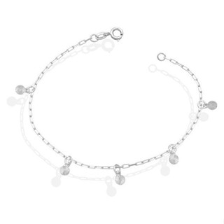 Pulseira de prata 925 círculos diamantados 18cm