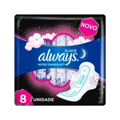 Absorvente Always Noites Tranquilas Suave com Abas 8 Unidades