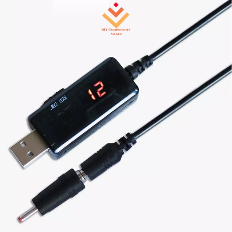 Cabo Conversor Intensificador USB DC 5V Para 9V 12V + Conector 3.5x1.35mm Fonte De Alimentação/Carregador/De Energia