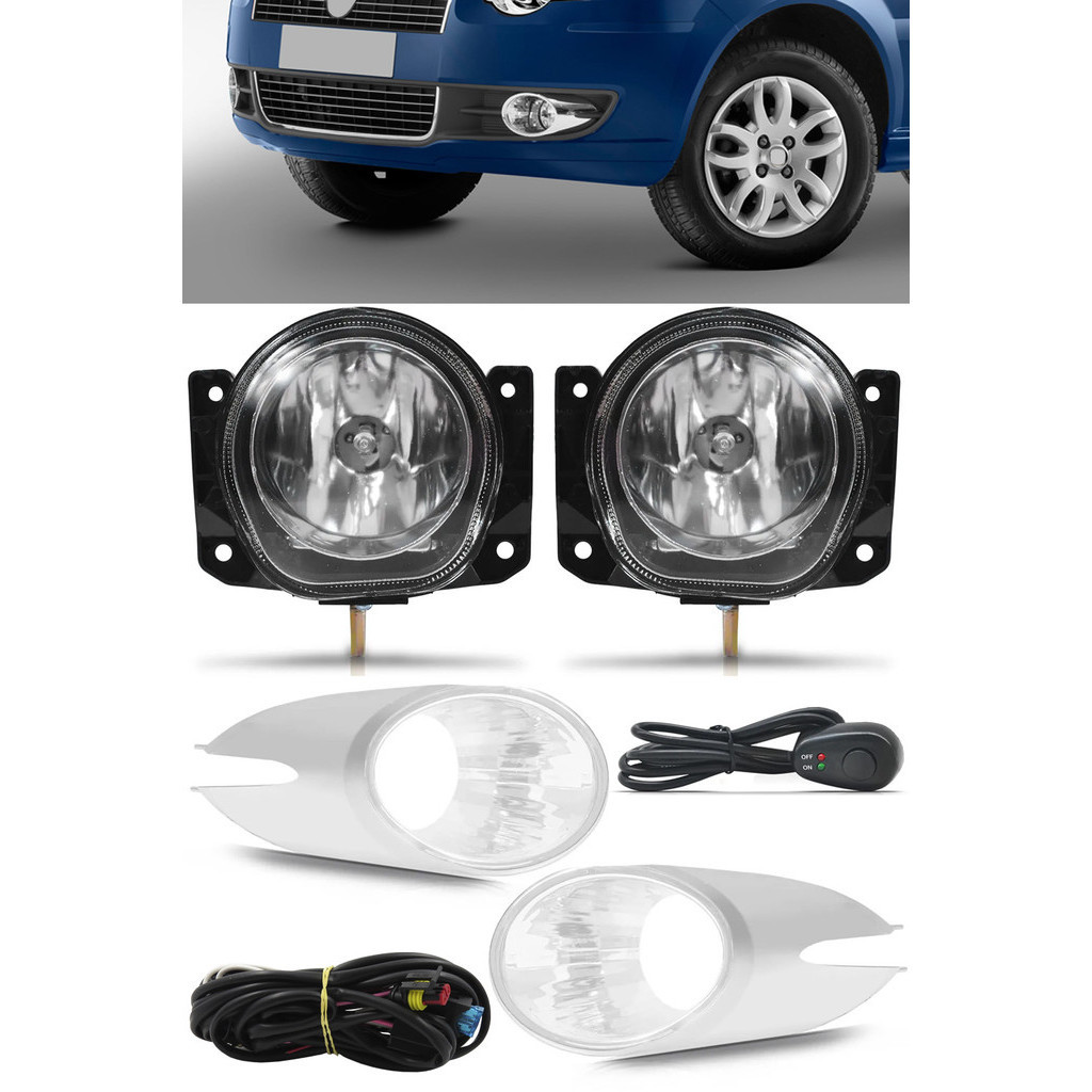 Kit Farol de Milha Neblina Fiat Palio ELX 2008 à 2011 Botão Alternativo