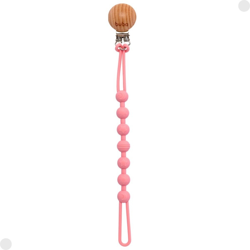 Prendedor de Chupeta Em Silicone Rosa Livre BPA - Buba em Oferta na Shopee