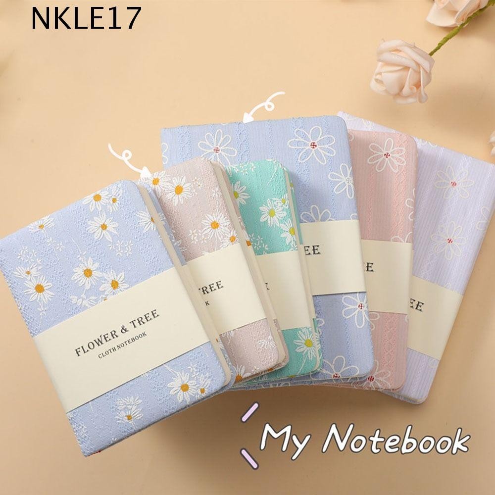 NKLE17 Caderno Floral , Capa De Tecido Daisy Hand Ledger Compacto , Morandi Cotton Cloth Binding Elegante Estudantes De Livro De Bolso