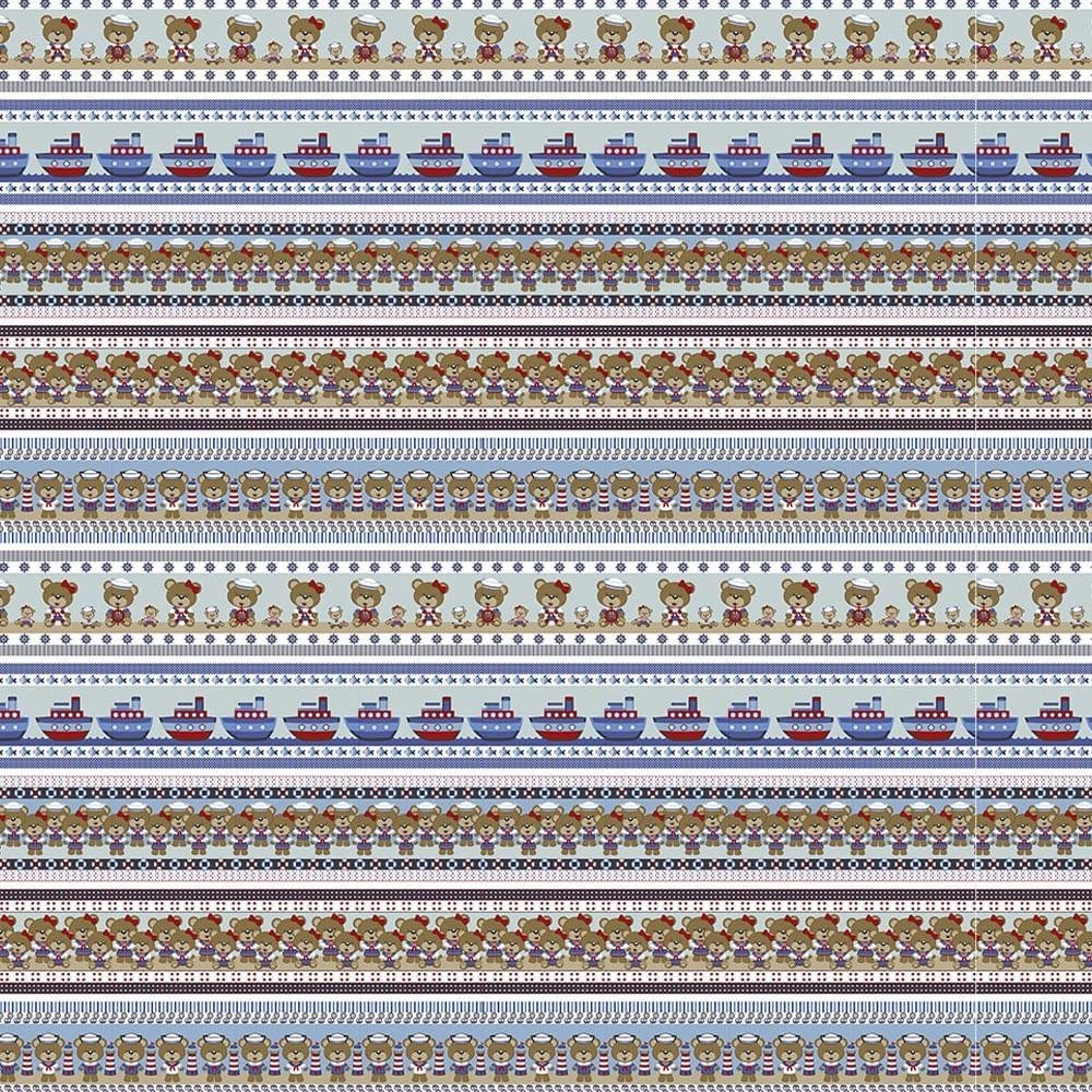 Tecido Estampado para Patchwork - Ursinhos Marinheiros : Barrado Ursinhos Marinheiros (0,50x1,40)