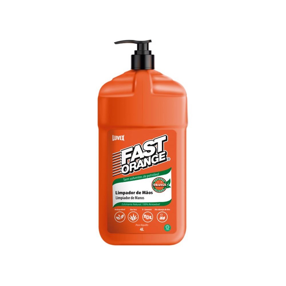 GEL LIMPEZA DE MÃOS LOÇÃO SUAVE BIODEGRADÁVEL FAST ORANGE 4L