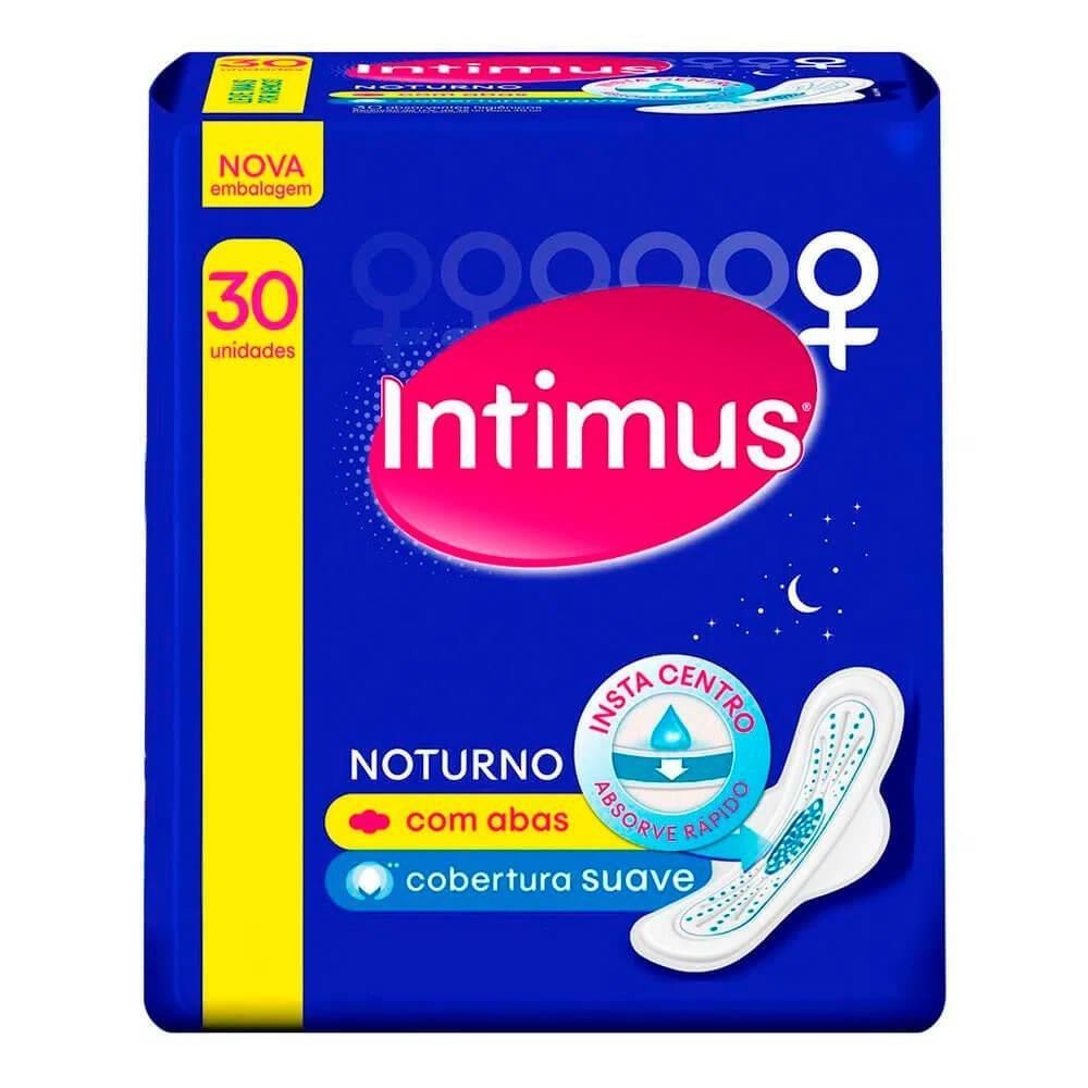 INTIMUS ABSORVENTE NOTURNO SUAVE COM 30 UNIDADES em Oferta na Shopee