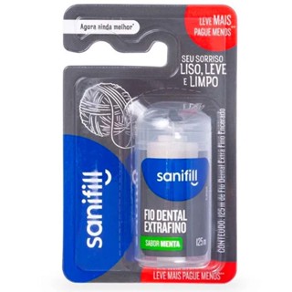 SANIFILL FIO DENTAL EXTRA FINO COM 125MTS SABOR MENTA em Oferta na Shopee