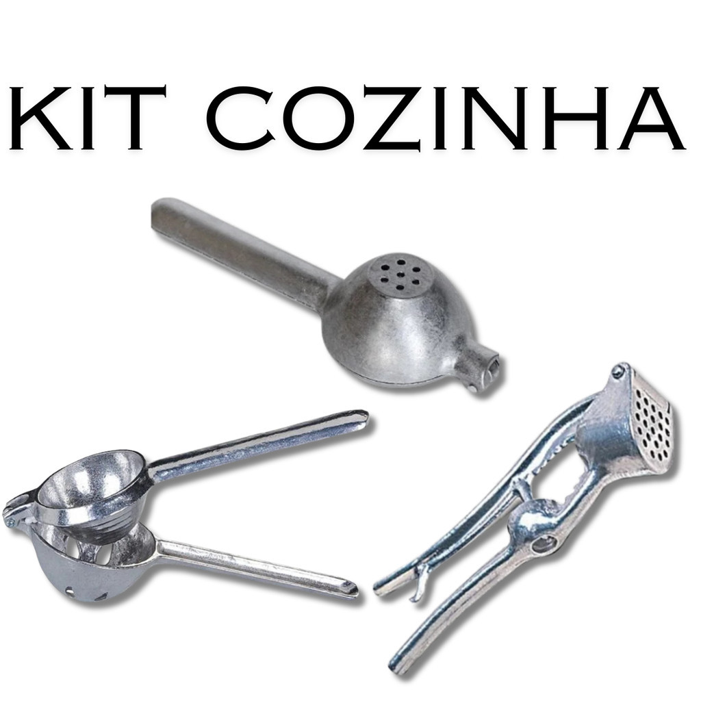 Kit Cozinha Suco Espremedor Limão, Espremedor Laranja e Espremedor Alho