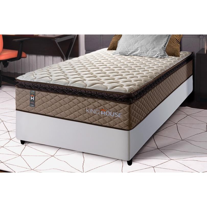 Conjunto Cama Box Espuma Atlanta Bege Solteiro 88x188x62 em Oferta na Shopee