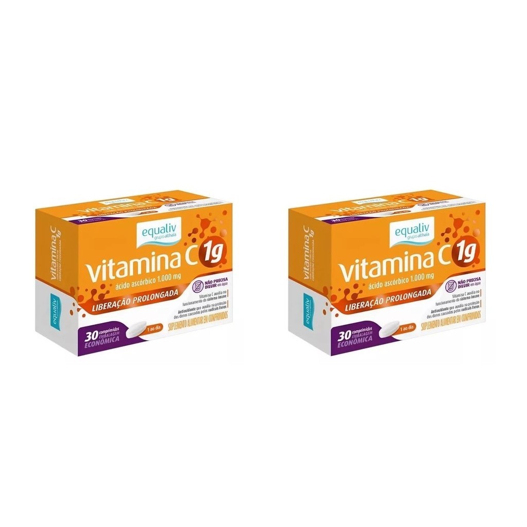 Kit 2 Vitamina C Ácido Ascórbico Equaliv 1g 30Comps