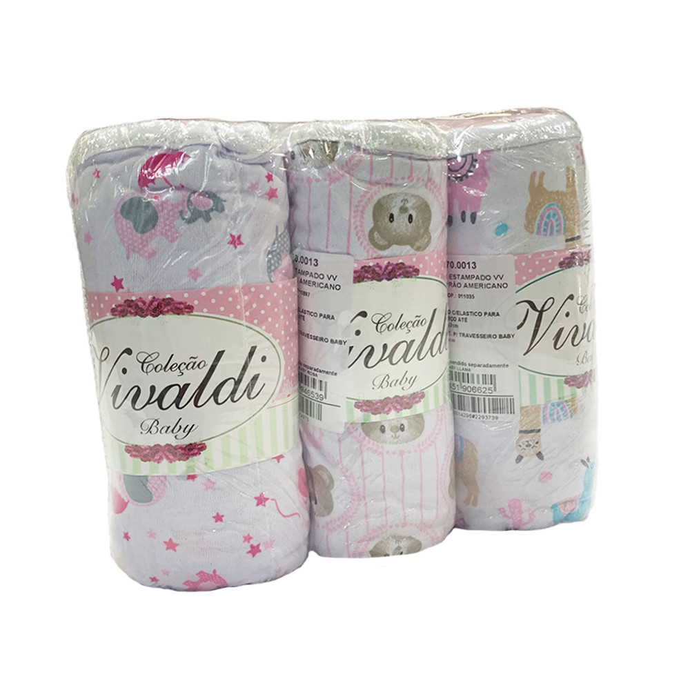 Kit Atacado 3 Jogos Berço Americano 100% Algodão – Fronhas Estampadas e Lençol Liso Premiu...