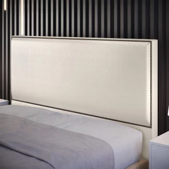 Cabeceira Cama Box Casal Com Tachas 140 cm Vicenza L02 Facto Pérola Metalizado - Lyam Decor