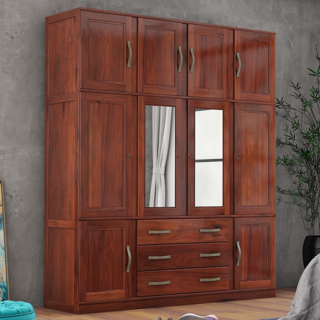 Guarda-Roupa Casal Paris 10 Portas 3 Gavetas com Espelho (PNR Base) em Oferta na Shopee