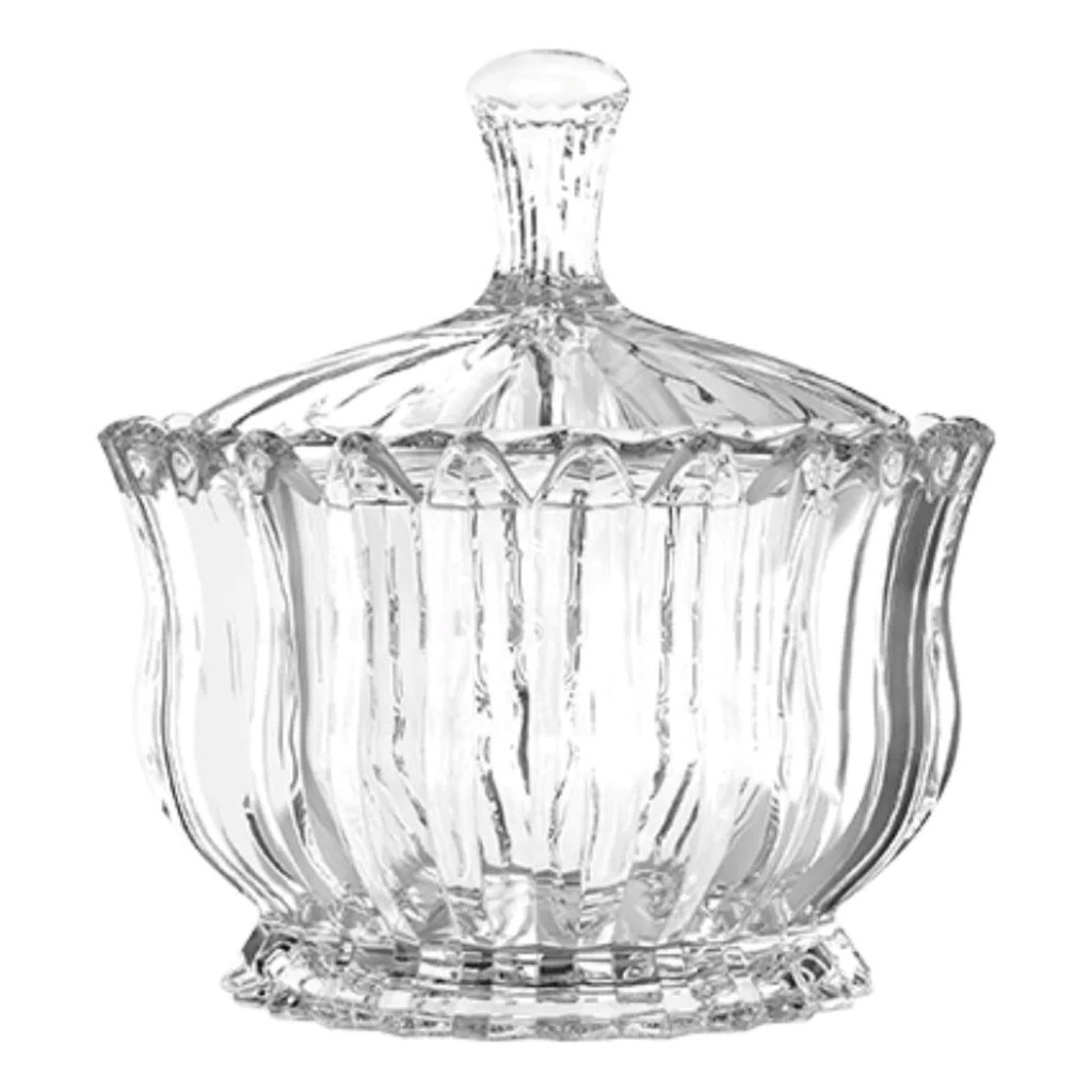 Bowl Bomboniere Baleiro Vidro 900ml Com Tampa Cristal Transparente