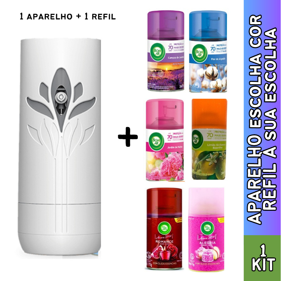 Bom Ar Aparelho Completo Escolha Cor e à Fragrância 250 ml
